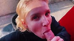 Blonde public blowjob dick and cum swallow at the lighthouse